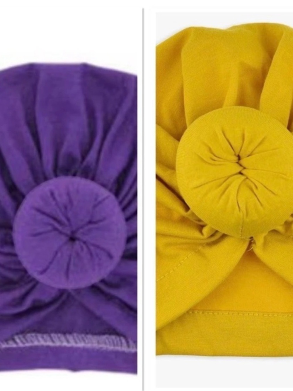 Baby Turban Hats Set Purple & Yellow NWT 2 Pack